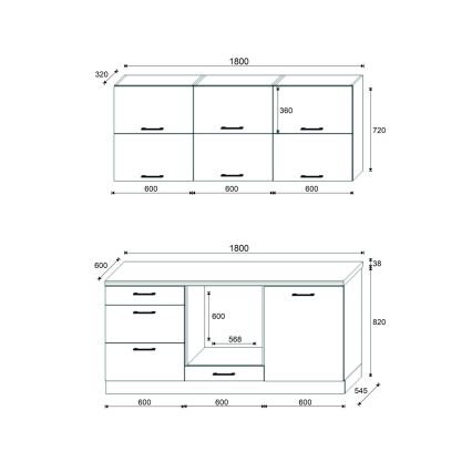 Keukenblok ELISE 180 cm grafiet