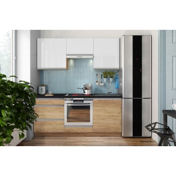 Keukenblok MARINA 180 cm craft eik/hoogglans wit