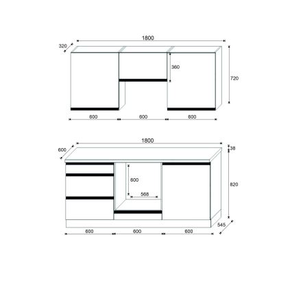 Keukenblok MARINA 180 cm craft eiken
