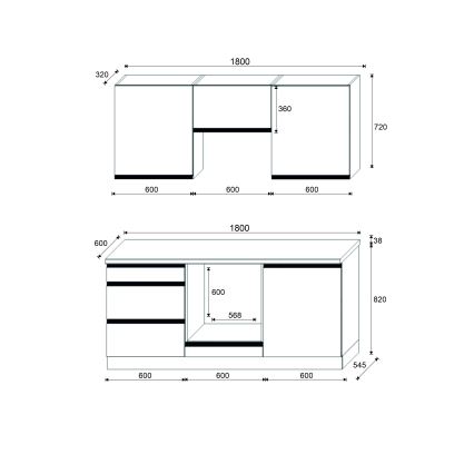 Keukenblok MARINA 180 cm craft eiken