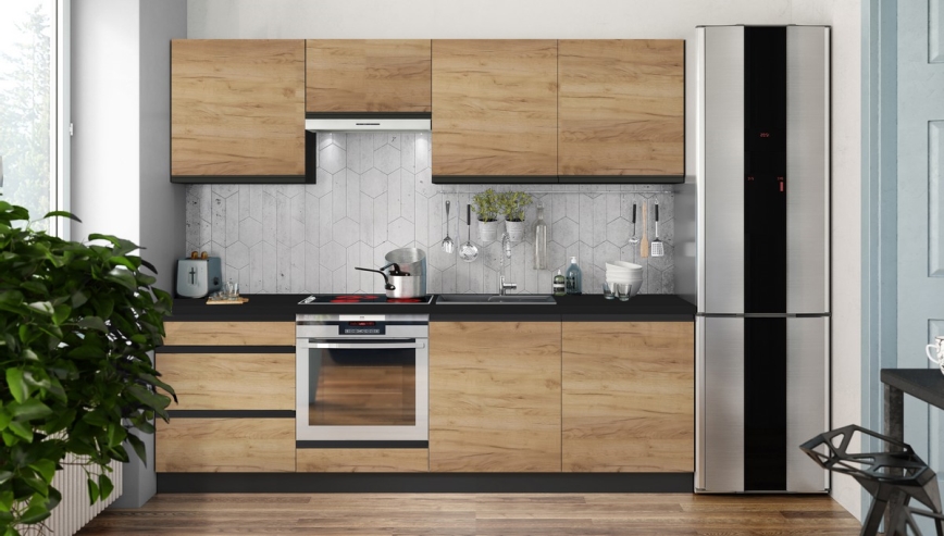 Keukenblok MARINA 240 cm in craft eiken