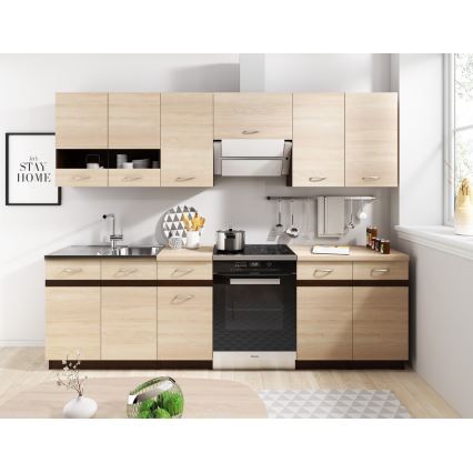 Keukenblok VALERIA 240 cm bruin/sonoma eik