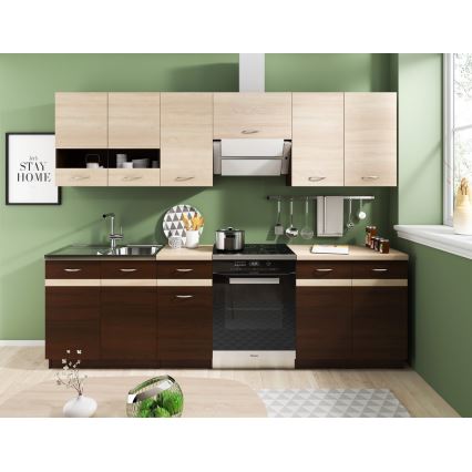 Keukenblok VALERIA 240 cm sonoma eik/bruin