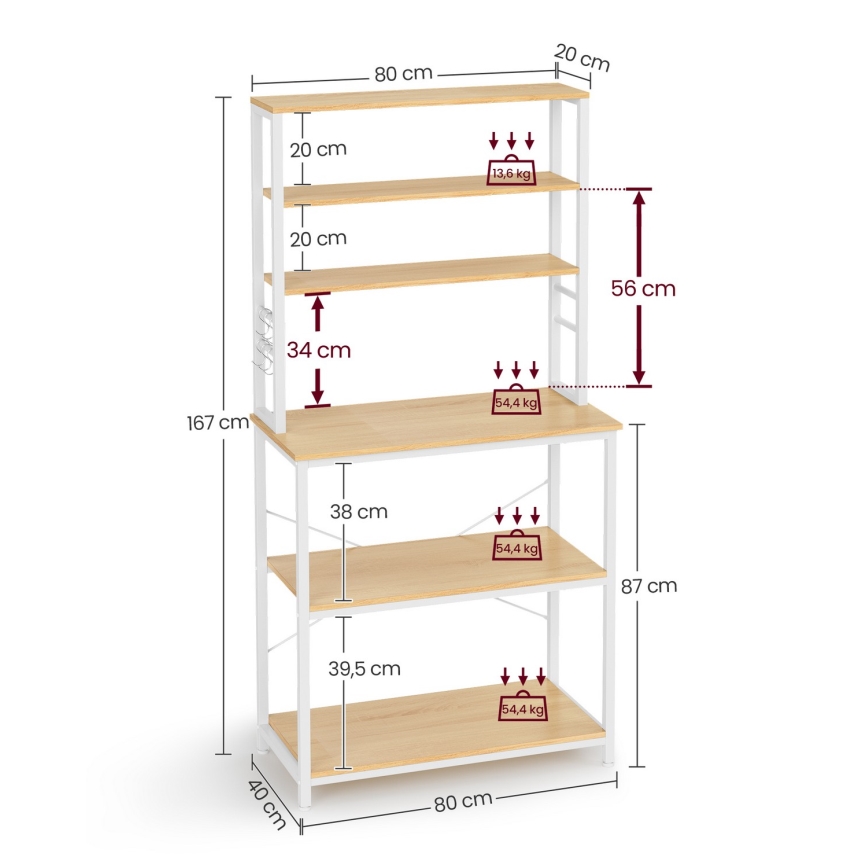 Keukenkast met planken MARGE, bruin/wit
