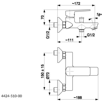 KFA Armatura 4424-510-00 - Badset met kraan AGAT glanzend chroom