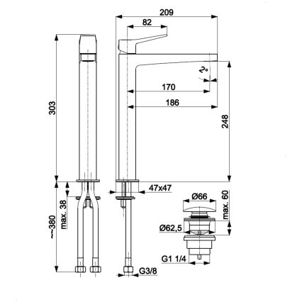 KFA Armatura 4522-712-44 - Wastafelmengkraan + uitloop MALAGA 30,3 cm wit
