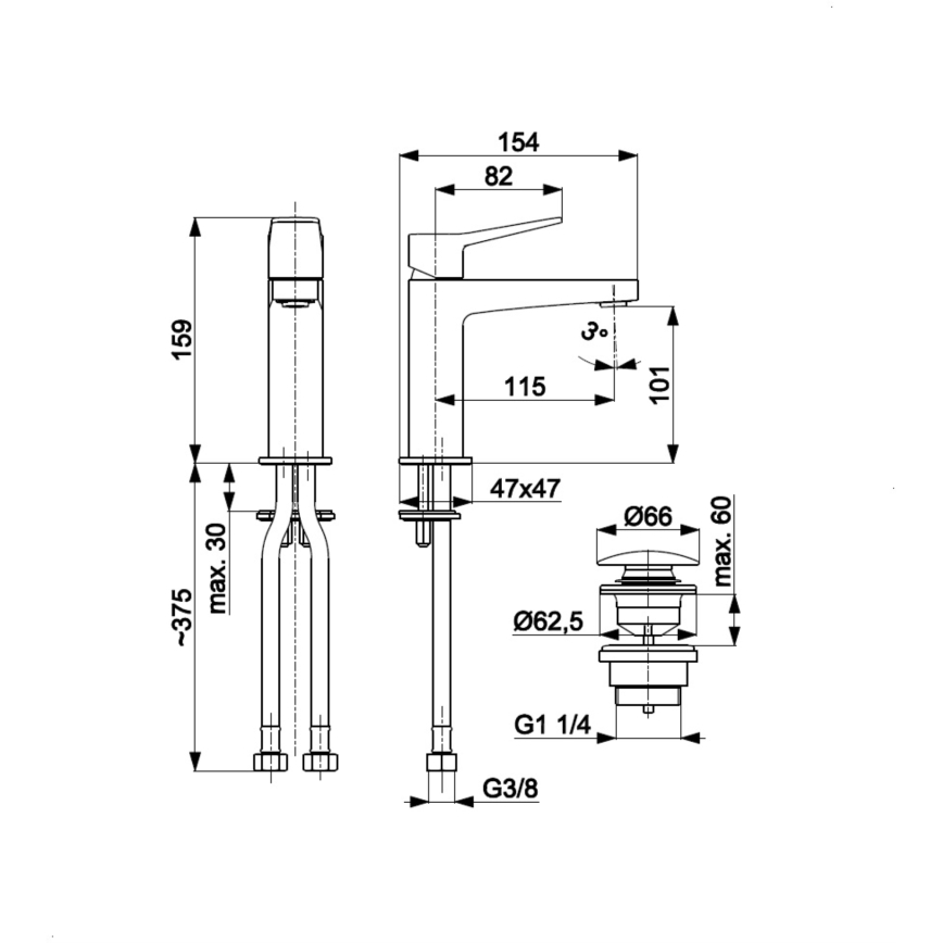 KFA Armatura 4522-815-44 - Wastafelmengkraan + uitloop MALAGA 15,9 cm wit