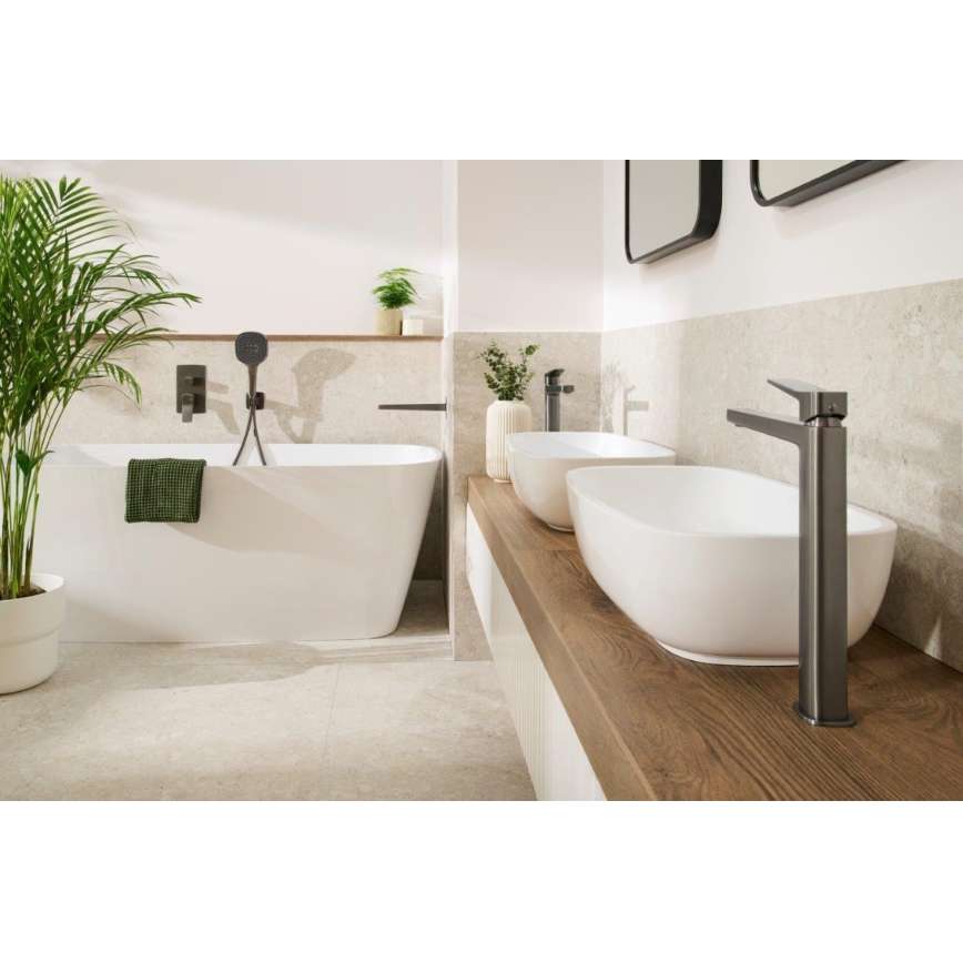 KFA Armatura 4522-815-61 - Wastafelmengkraan + uitloop MALAGA 15,9 cm metallic grijs