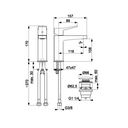 KFA Armatura 4522-825-00 - Wastafelkraan + afvoer MALAGA 17 cm glanzend chroom