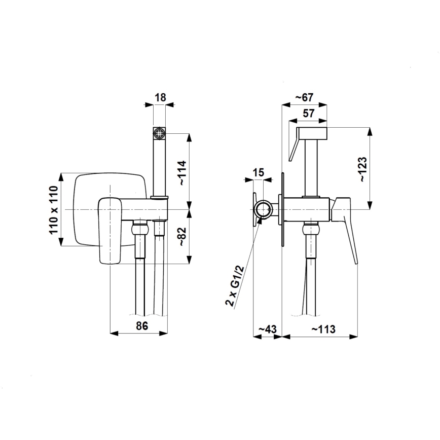 KFA Armatura 4529-512-34 - Bidetkraan met handdouche voor inbouwmontage MALAGA roségoud