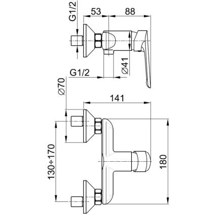 KFA Armatura 5026-010-00 - Douchekraan TANZANIT glanzend chroom