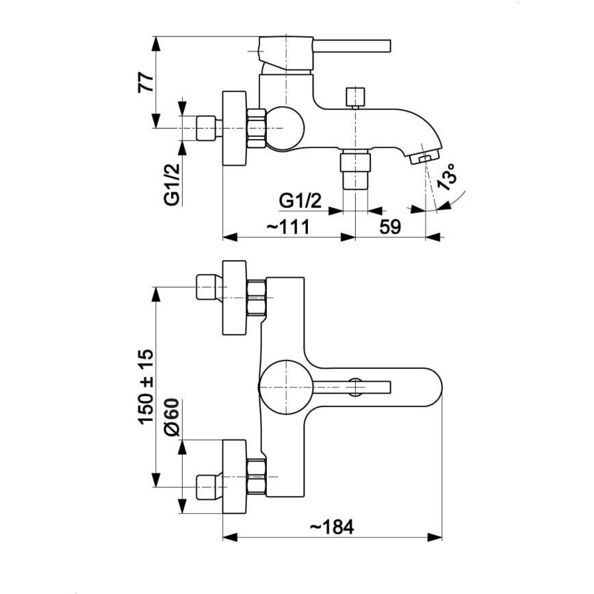 KFA Armatura 5034-010-00 - Badkraan MOZA glanzend chroom