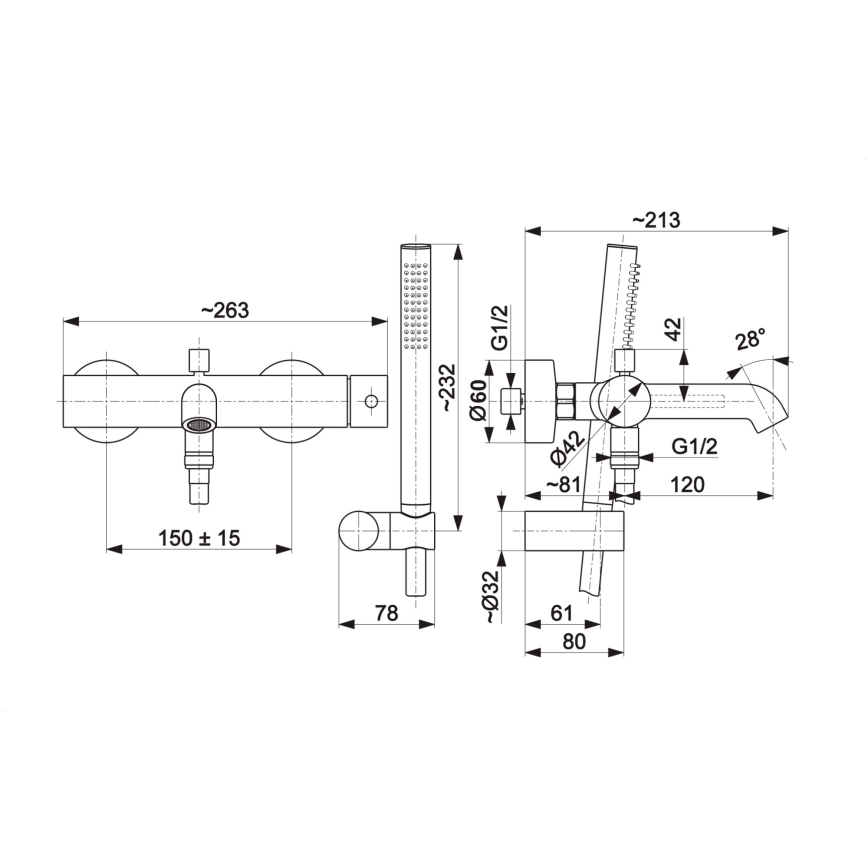 KFA Armatura 5034-520-00 - Badset met kraan MOZA glanzend chroom