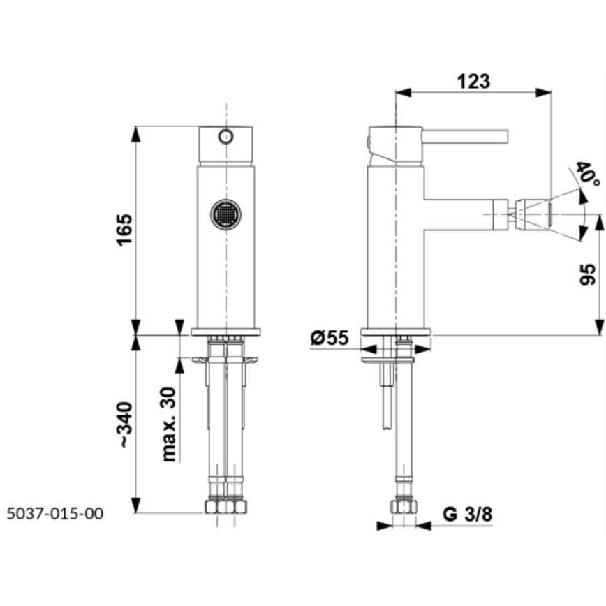 KFA Armatura 5037-015-00 - Bidet kraan + afval met overloop MOZA glanzend chroom