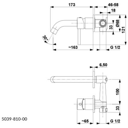 KFA Armatura 5039-810-00 - Wastafelkraan voor inbouwmontage MOZA glanzend chroom