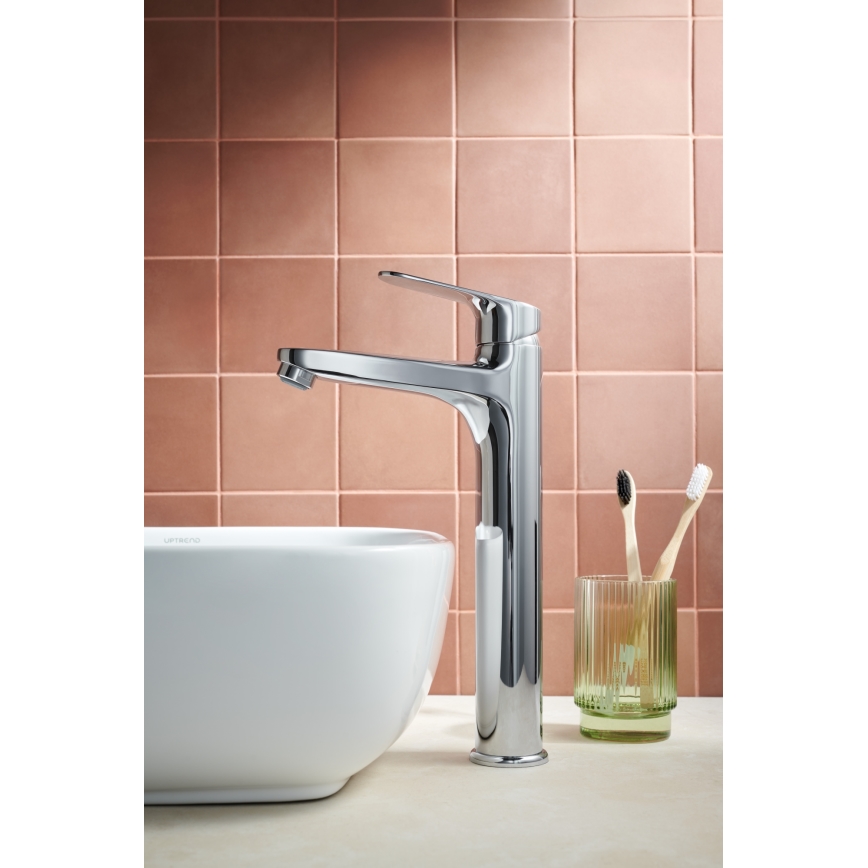 KFA Armatura 5552-712-00 - Wastafelmengkraan + afvoer met overloop OTAVA 30,2 cm glanzend chroom