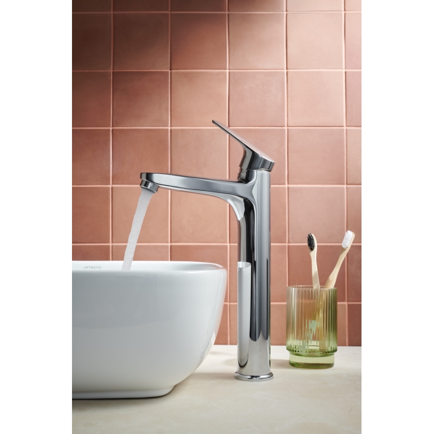 KFA Armatura 5552-712-00 - Wastafelmengkraan + afvoer met overloop OTAVA 30,2 cm glanzend chroom