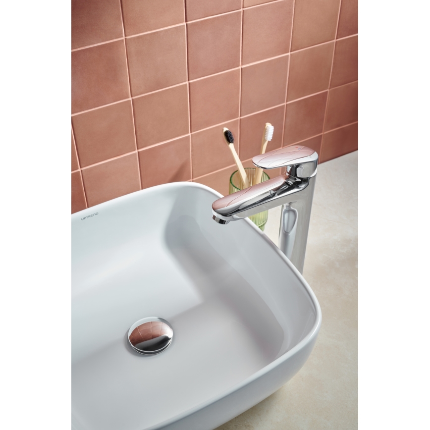 KFA Armatura 5552-712-00 - Wastafelmengkraan + afvoer met overloop OTAVA 30,2 cm glanzend chroom