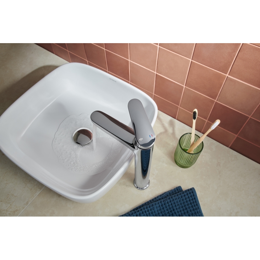 KFA Armatura 5552-712-00 - Wastafelmengkraan + afvoer met overloop OTAVA 30,2 cm glanzend chroom