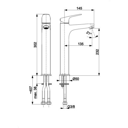 KFA Armatura 5552-712-00 - Wastafelmengkraan + afvoer met overloop OTAVA 30,2 cm glanzend chroom