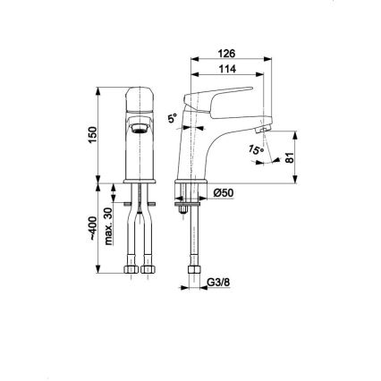 KFA Armatura 5552-815-81 - Wastafelmengkraan + overloopafvoer OTAVA 15 cm mat zwart