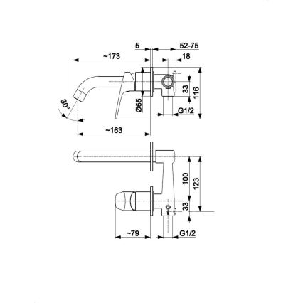 KFA Armatura 5559-810-00 - Wastafelmengkraan voor inbouw OTAVA glanzend chroom