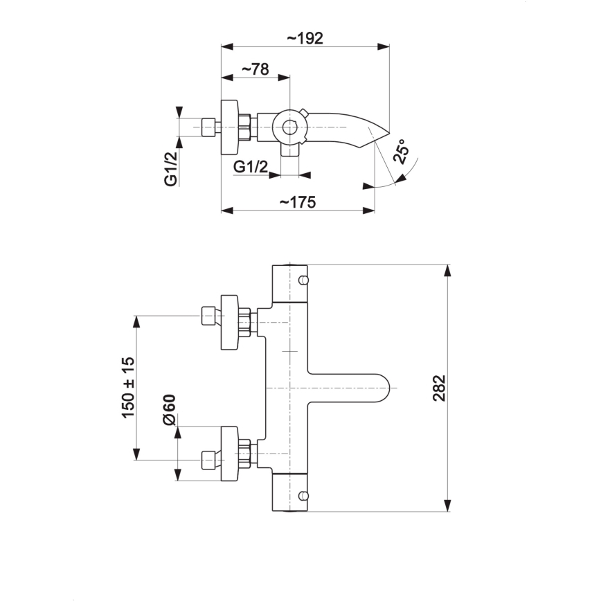 KFA Armatura 5734-010-00 - Thermostatische badkraan MOZA glanzend chroom