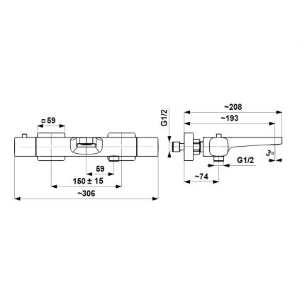 KFA Armatura 5754-010-61 - Thermostatische badkraan MALAGA metallic grijs