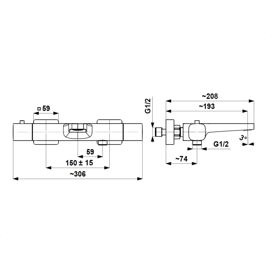 KFA Armatura 5754-010-81 - Thermostatische badkraan MALAGA zwart