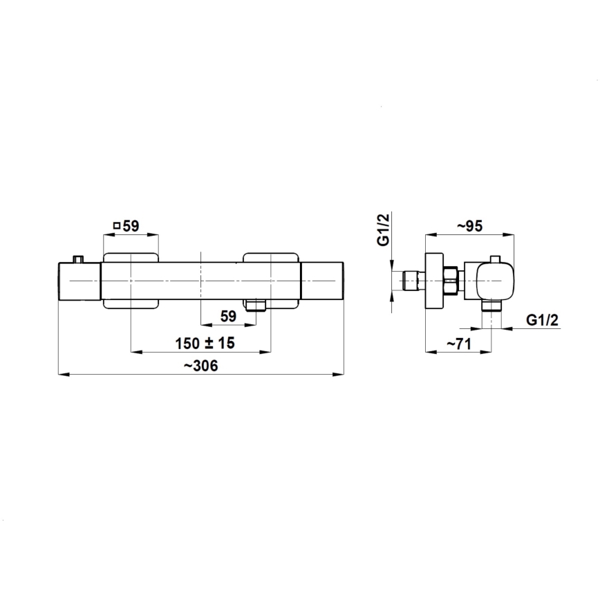 KFA Armatura 5756-010-61 - Thermostatische douchekraan MALAGA metallic grijs