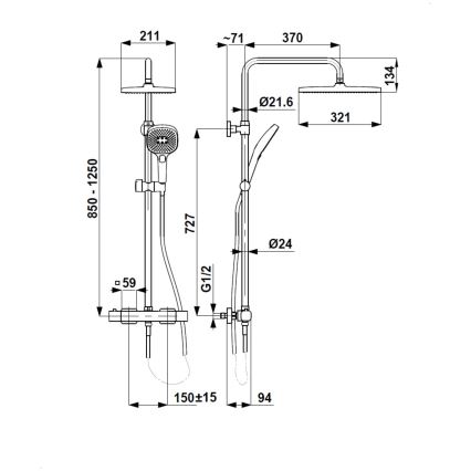 KFA Armatura 5756-910-31 - Doucheset met thermostatische mengkraan MALAGA, geborsteld goud