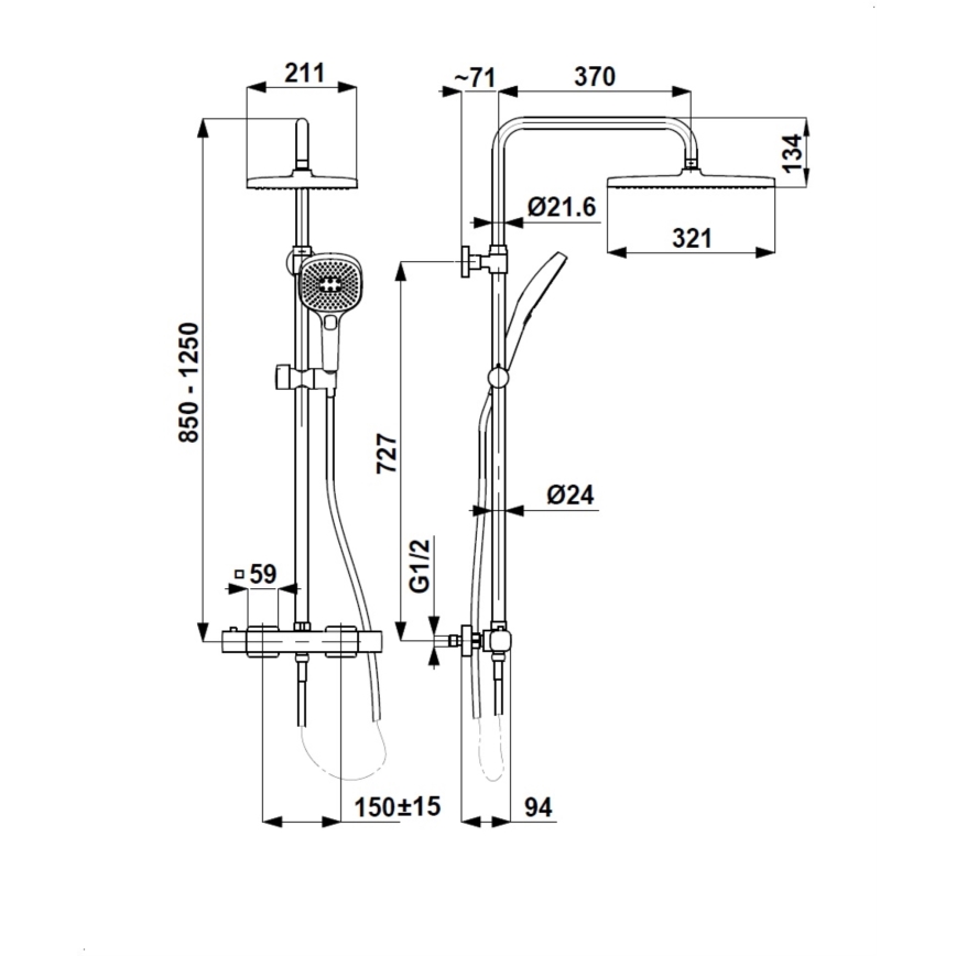 KFA Armatura 5756-910-44 - Doucheset met thermostatische mengkraan MALAGA, wit