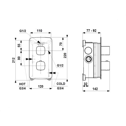 KFA Armatura 5759-001-00 - Thermostatische inbouw-douchemengkraan MALAGA, glanzend chroom