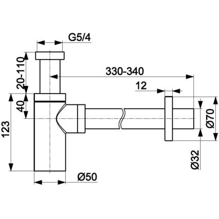 KFA Armatura 600-003-81 - Ronde gootsteensifon messing/mat zwart