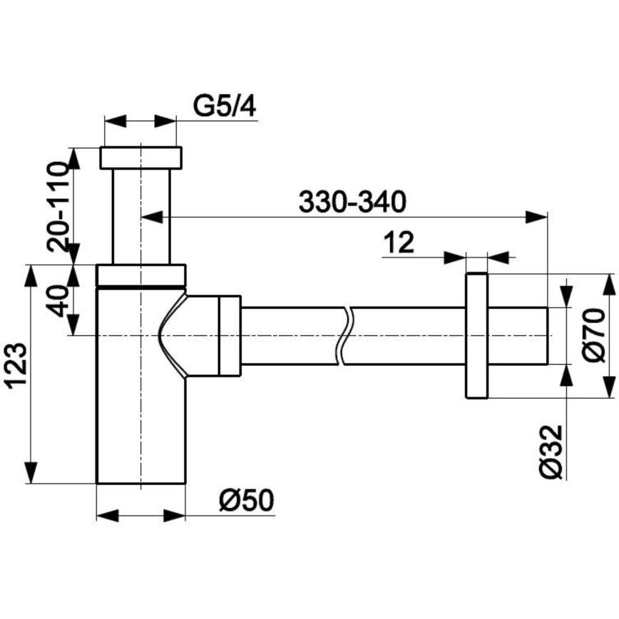 KFA Armatura 600-003-81 - Ronde gootsteensifon messing/mat zwart