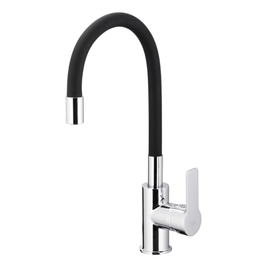 KFA Armatura 6553-915-00 - Kraan voor gootsteen met flexibele arm RUMBA 40,5 cm zwart/glanzend chroom