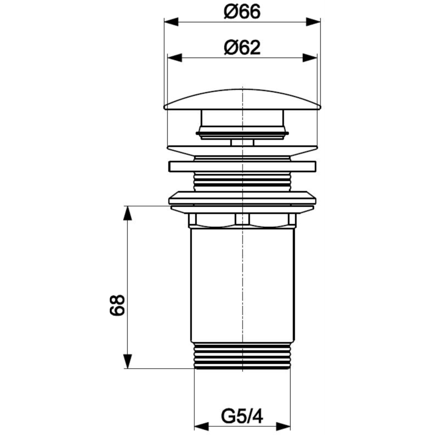 KFA Armatura 660-253-00 - Afvoerputje zonder overloop CLICK-CLACK diameter 6,6 cm glanzend chroom
