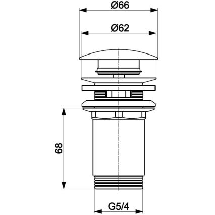 KFA Armatura 660-254-00 - Wastafel afval met overloop CLICK-CLACK diameter 6,6 cm glanzend chroom