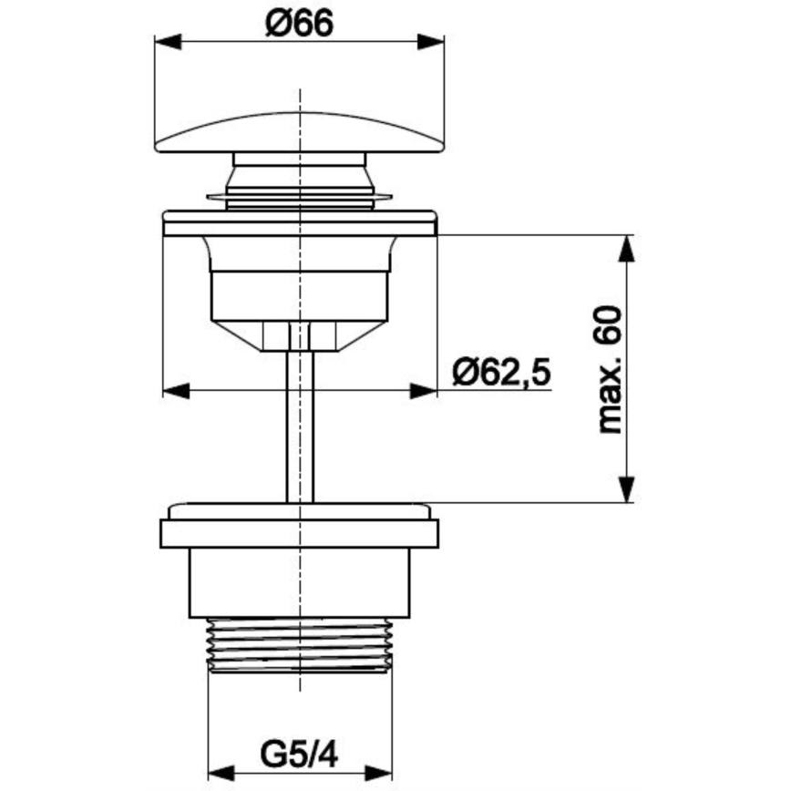 KFA Armatura 660-320-81 - Wastafel afva CLICK-CLACK diameter 6,6 cm roestvrij/mat zwart