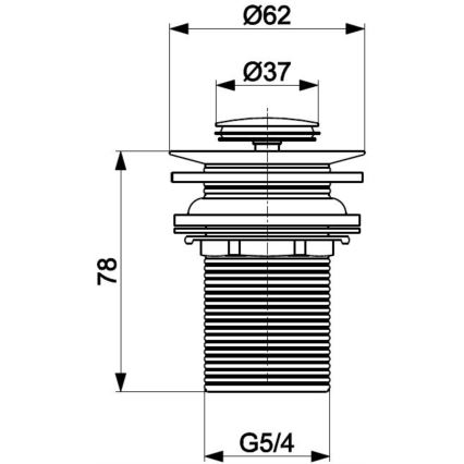 KFA Armatura 660-353-00 - Afvoerputje zonder overloop CLICK-CLACK diameter 6,2 cm glanzend chroom