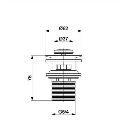 KFA Armatura 660-354-00 - Wastafel afval met overloop CLICK-CLACK diameter 6,2 cm glanzend chroom