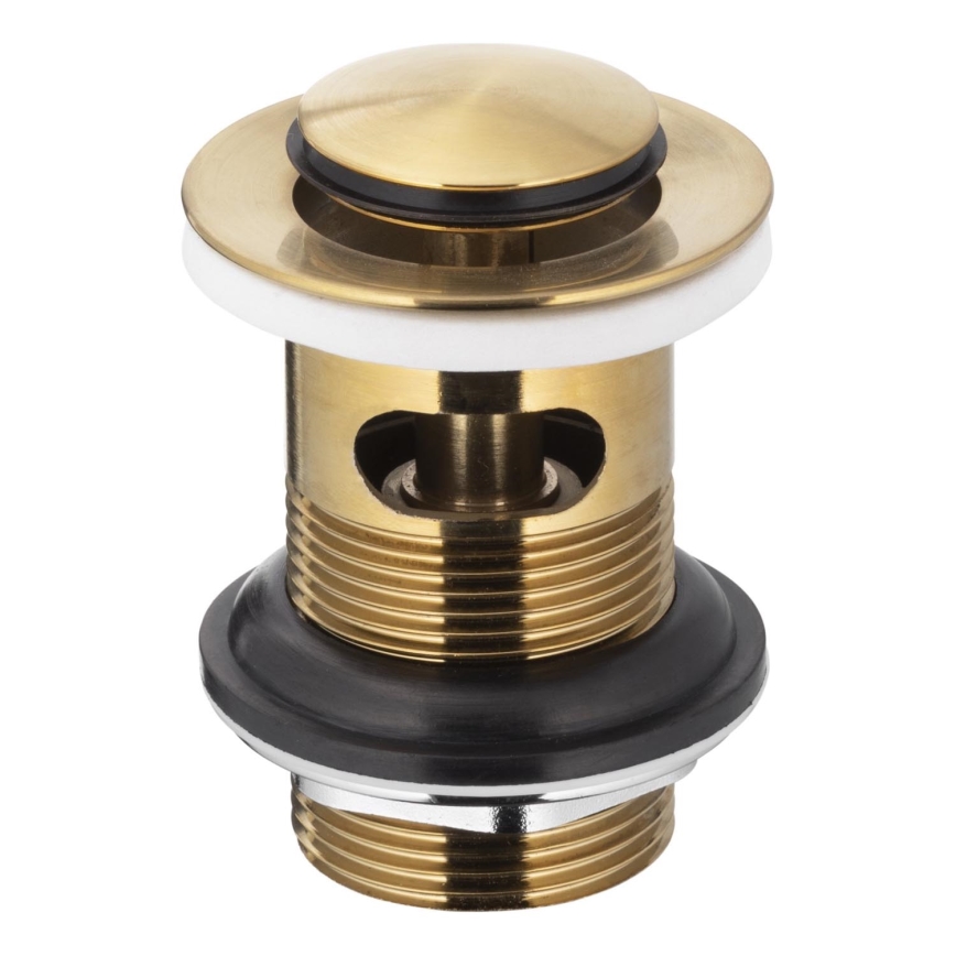 KFA Armatura 660-354-31 - Wastafel afval met overloop CLICK-CLACK diameter 6,2 cm messing/Grond goud