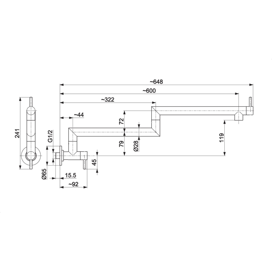 KFA Armatura 6623-030-22 - Keukenkraan met draaibare arm DUERO POT FILLER RVS