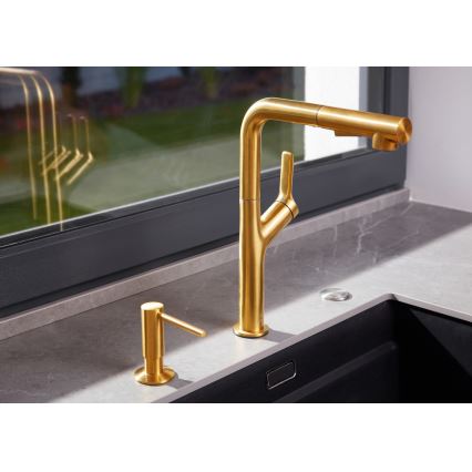 KFA Armatura 6623-220-31 - Kraan voor gootsteen met uittrekbare sproeier DUERO DESIGN roestvrij/Grond goud