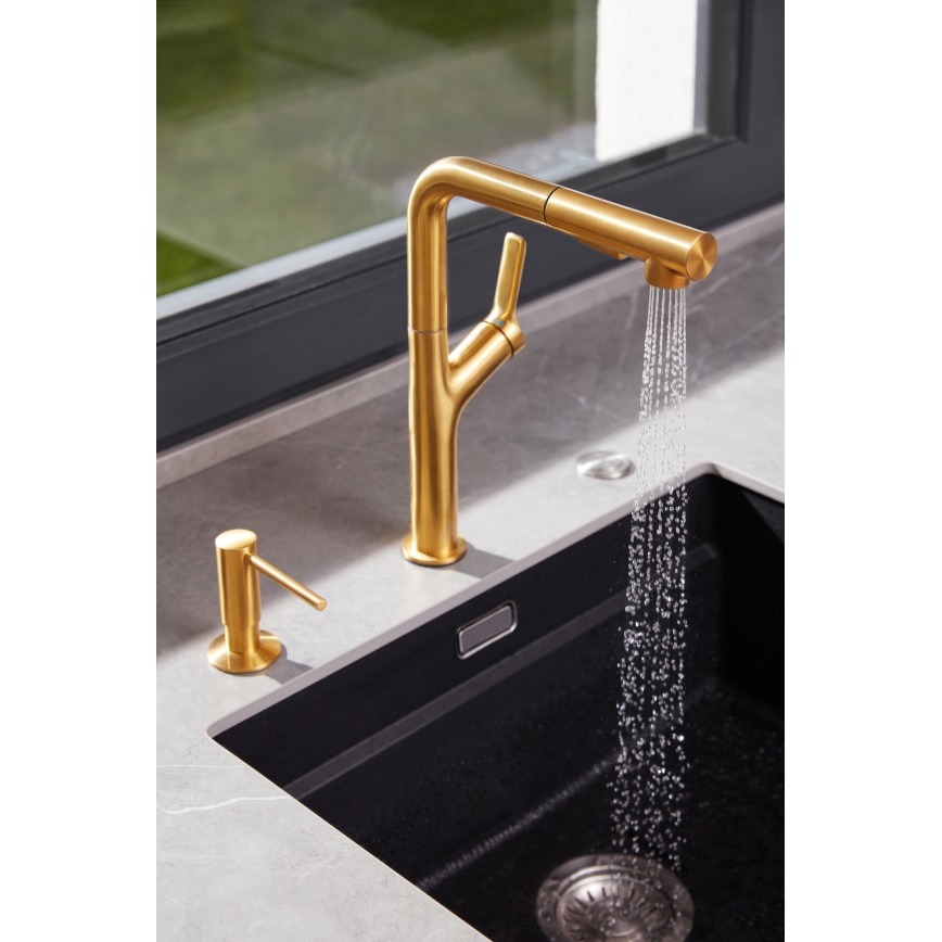 KFA Armatura 6623-220-31 - Kraan voor gootsteen met uittrekbare sproeier DUERO DESIGN roestvrij/Grond goud