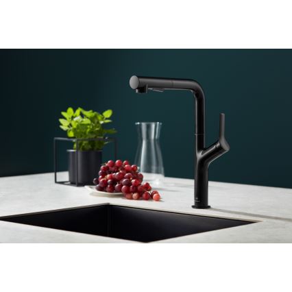 KFA Armatura 6623-220-81 - Kraan voor gootsteen met uittrekbare sproeier DUERO DESIGN roestvrij/mat zwart