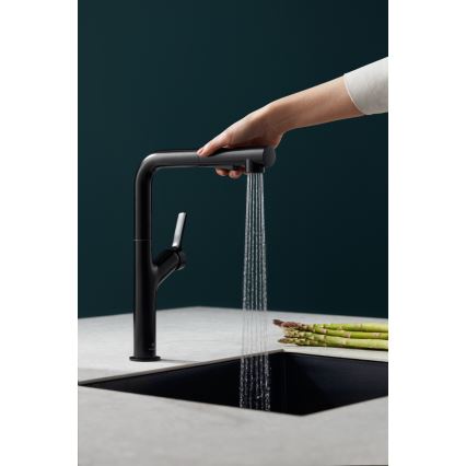 KFA Armatura 6623-220-81 - Kraan voor gootsteen met uittrekbare sproeier DUERO DESIGN roestvrij/mat zwart