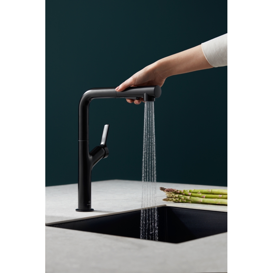 KFA Armatura 6623-220-81 - Kraan voor gootsteen met uittrekbare sproeier DUERO DESIGN roestvrij/mat zwart