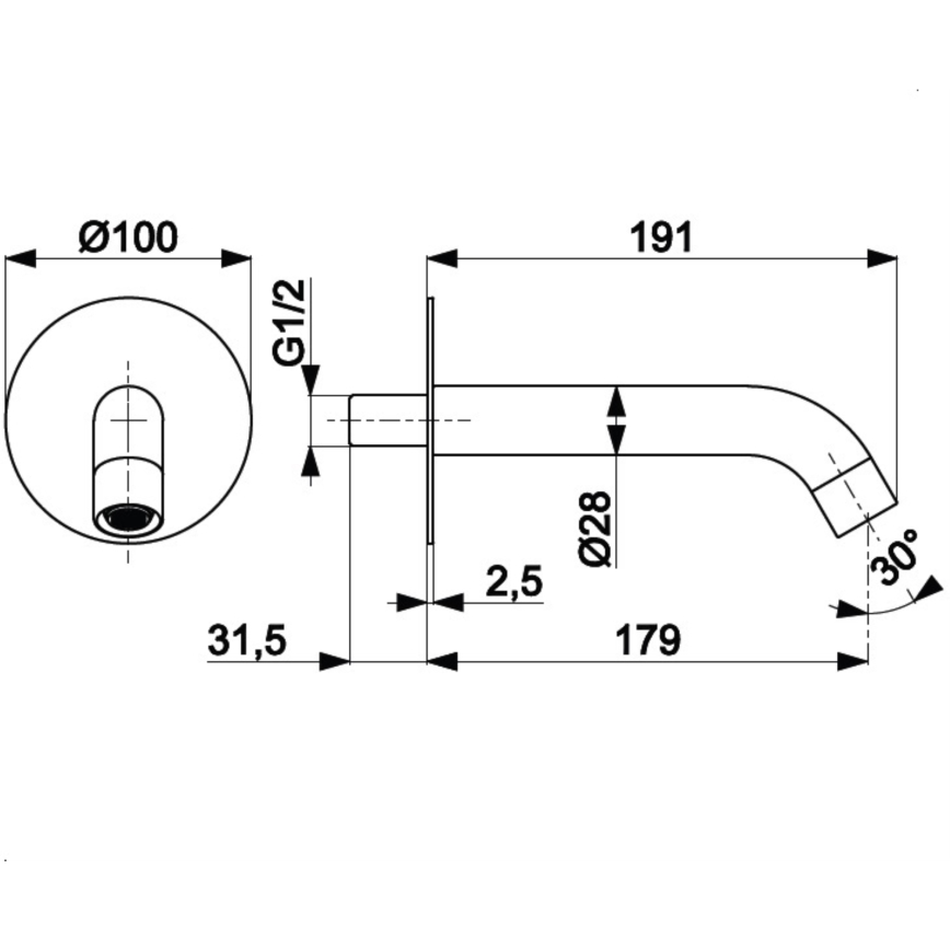 KFA Armatura 836-004-31 - Tuit voor inbouwmontage MOZA messing/Grond goud