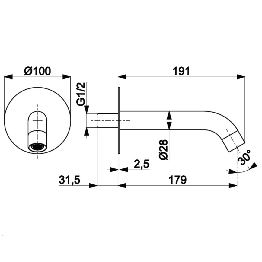 KFA Armatura 836-004-81 - Tuit voor inbouwmontage MOZA messing/mat zwart
